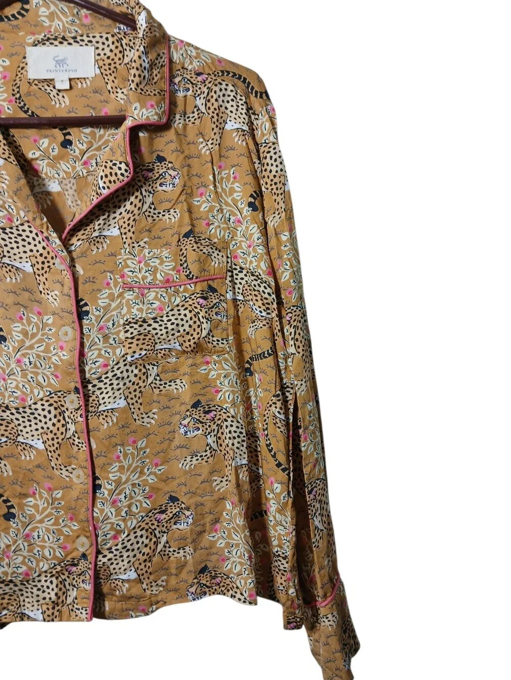 Printfresh Bagheera Pajama Top in Tobacco Size Small